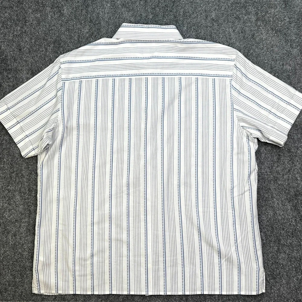 Banana Republic White‎ Blue Striped Button Down Shirt Size L 16-16-1/2